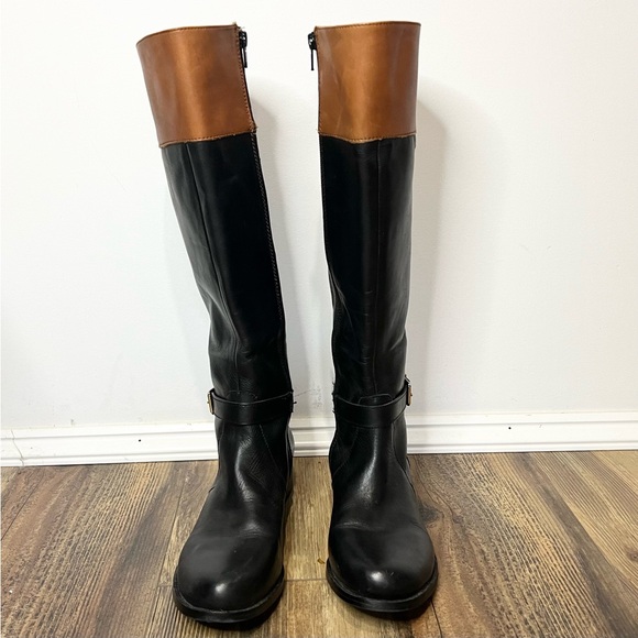 Gianni Bini Black Brown Tall Side Zip Riding Boots SZ 8 - Picture 2 of 11